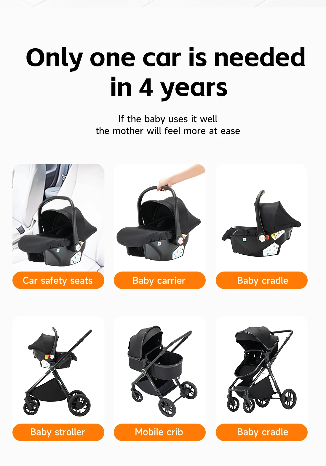 3 in 1 Lightweight Travel Stroller Bundle With Matched Infant Safety Seat, Deformation-Resistant Aluminum Alloy Frame, Gentle Skin-Friendly Breathable Mesh Cushion, Effortless Quick Fold Structure And Multi-Angle Reclining Backrest For Newborn Daily Walki