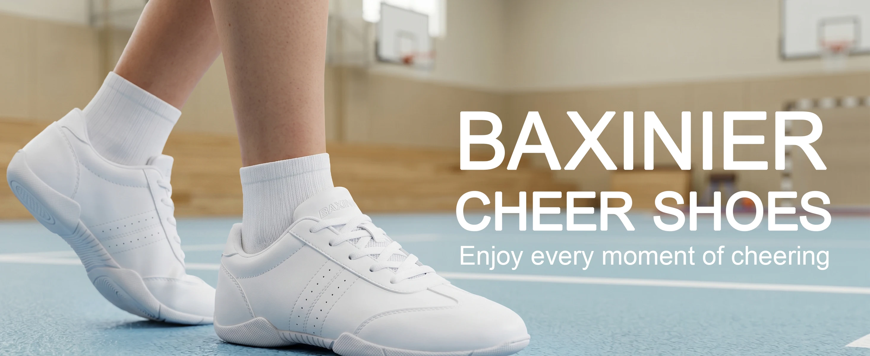 BAXINIER Cheer Shoes Women White Cheerleading Shoes Soft Bottom Competitive Aerobics Training Shoes Breathable Lightweight Dance Sneakers Girls