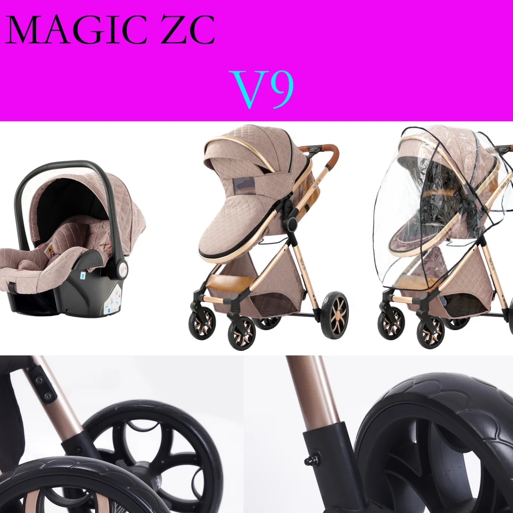 3-in-1 Multifunctional Lightweight Folding Portable High Seat Stroller, Four-Wheel Travel Stroller with Car Seat, Memory Foam Mattress, Storage Bag, Fashionable Cart, Great Choice for Parents, Baby Stroller