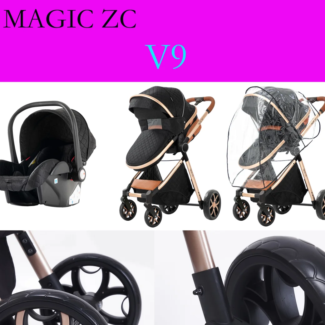 3-in-1 Multifunctional Lightweight Folding Portable High Seat Stroller, Four-Wheel Travel Stroller with Car Seat, Memory Foam Mattress, Storage Bag, Fashionable Cart, Great Choice for Parents, Baby Stroller