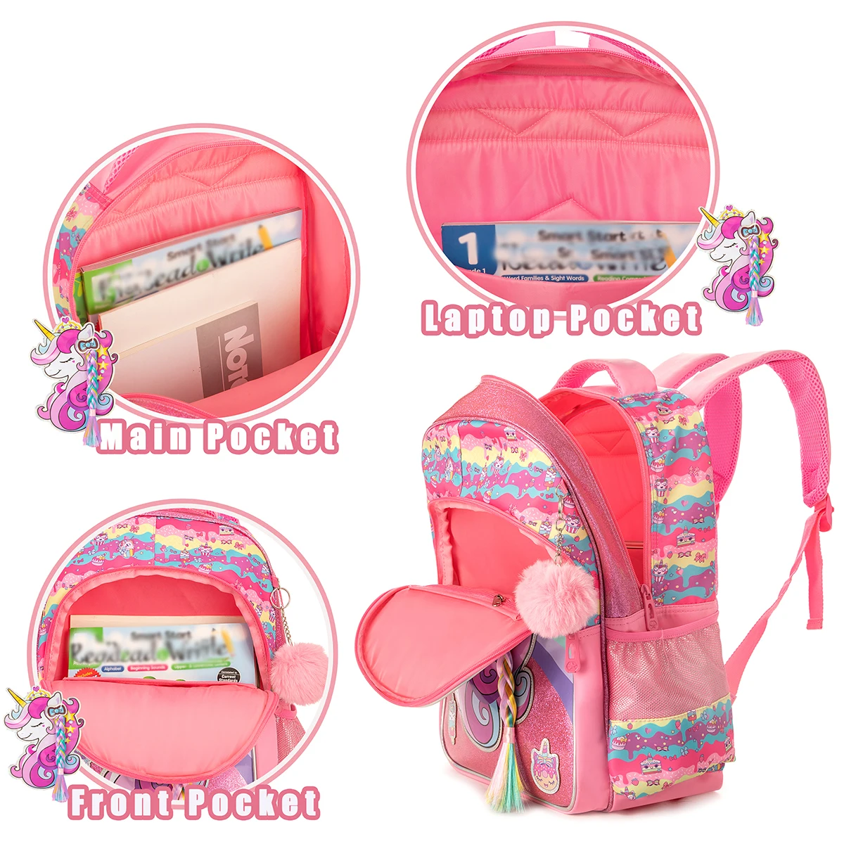 Backpack for Girls School Backpacks for Kids Bookbag for Elementary Kindergarten Students Travel Bag with Lunchbox and Penbag