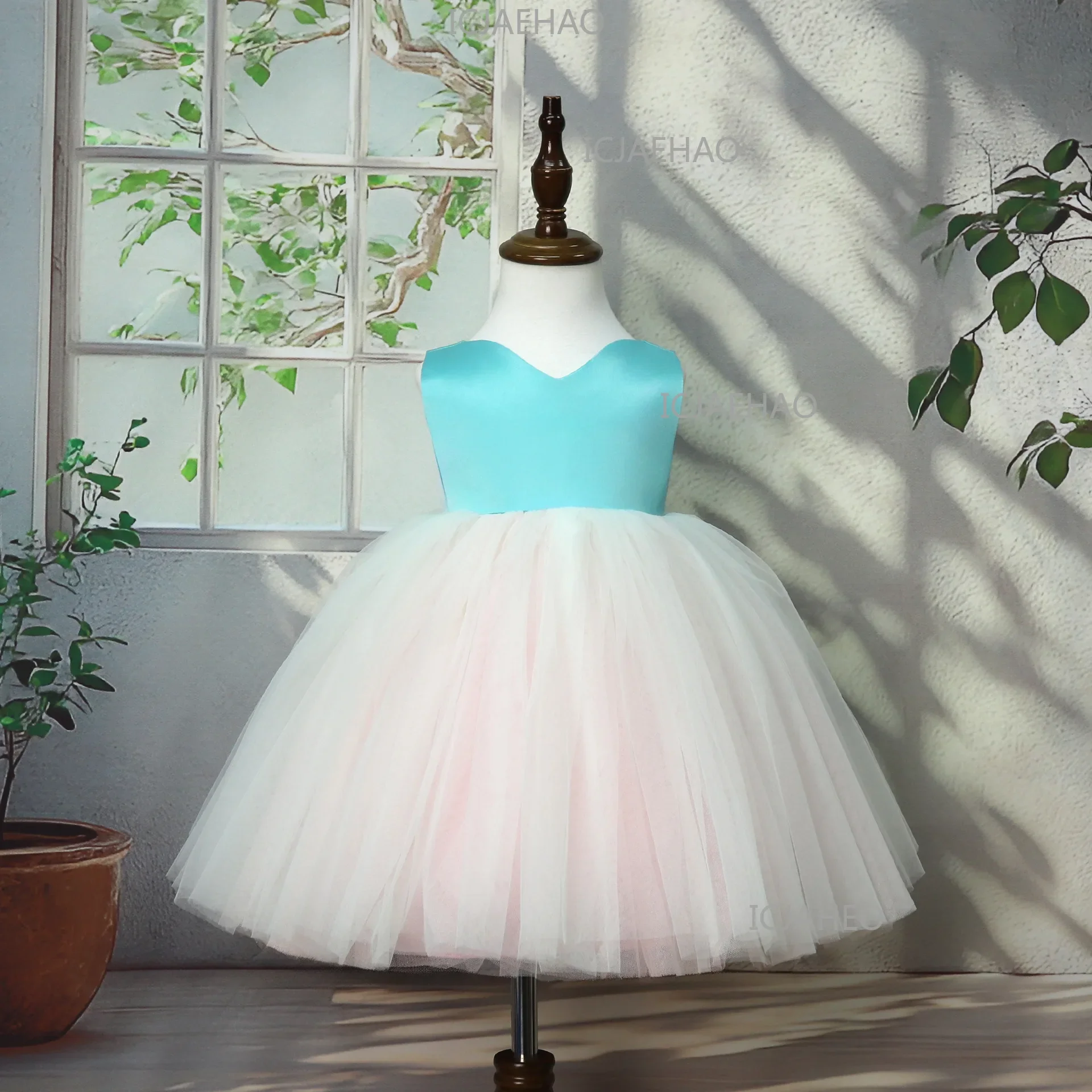 Children Gown Performance Birthday Party Banquet Sleeveless Elegant Tutu Princess Dress Flower Girl Wedding Girls Holiday Host