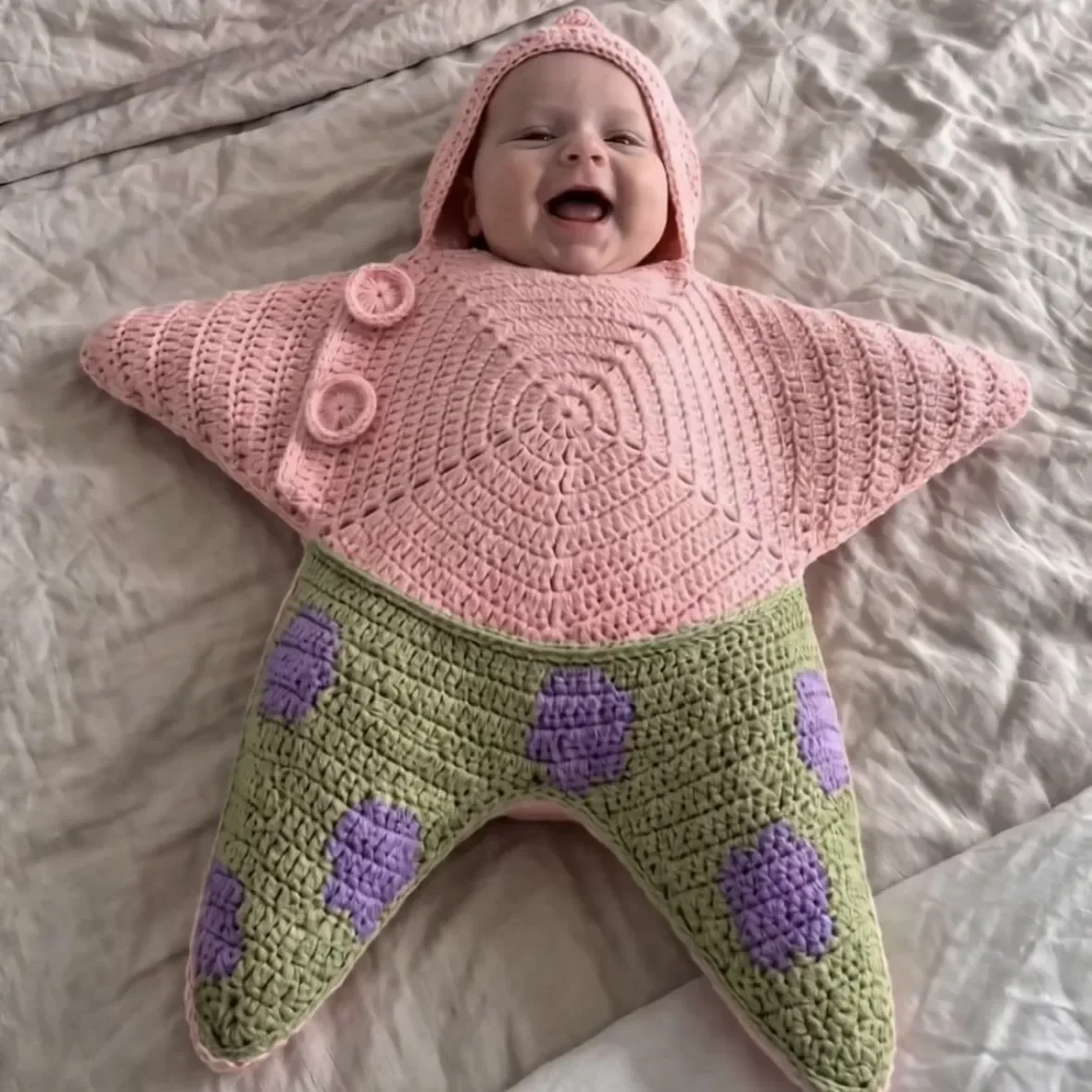 2026 Hot Star Baby Cute Cartoon Rompers Hand Crocheted Yarn Knitted Starfish Jumpsuit Baby Clothes Spring Autumn New