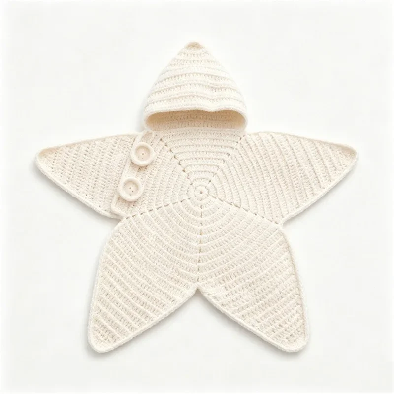 2026 Hot Star Baby Cute Cartoon Rompers Hand Crocheted Yarn Knitted Starfish Jumpsuit Baby Clothes Spring Autumn New