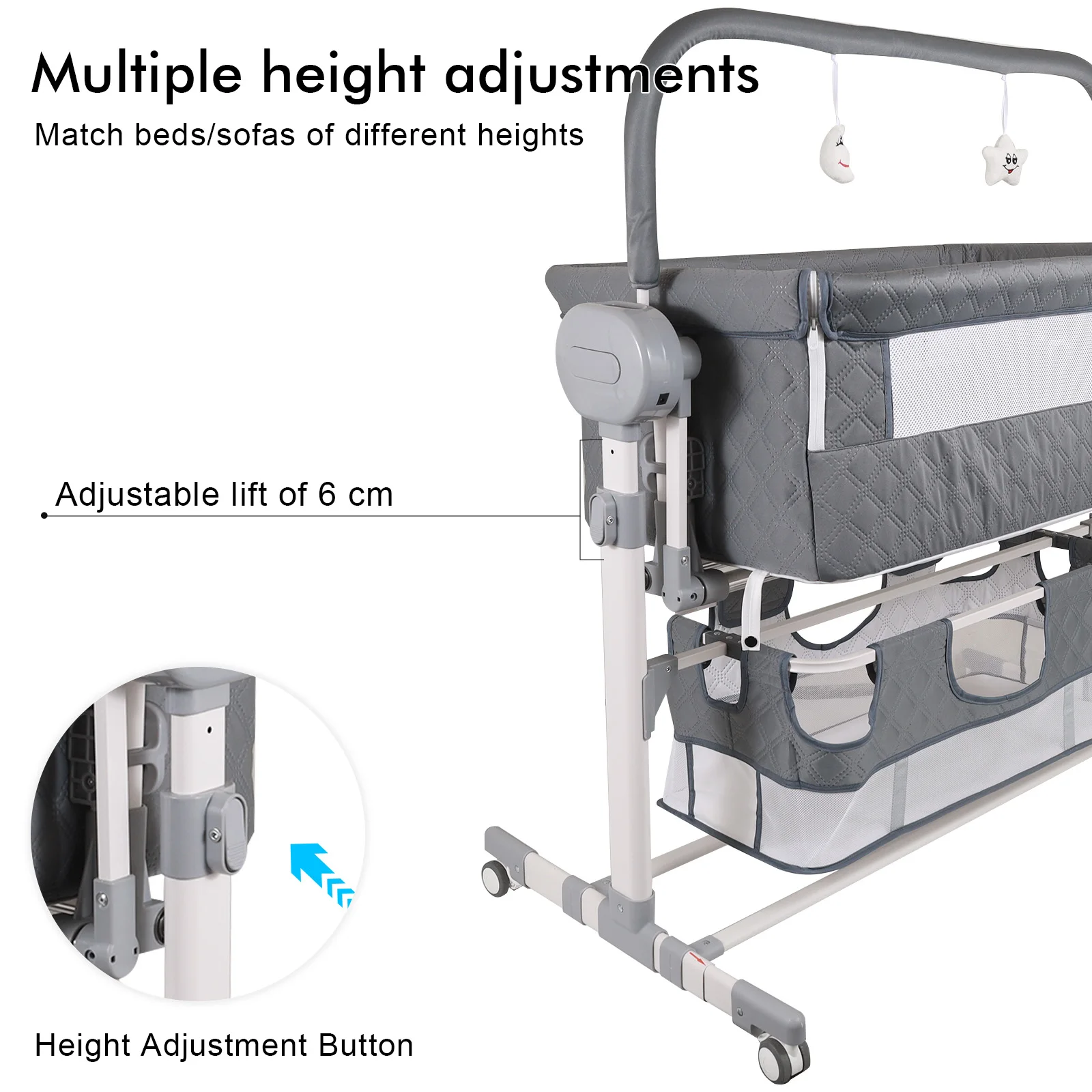 Baby Bed Baby Cradle Baby Cribs Multi Functional with Mosquito Net Stable Safety Newborn Bed Send Gifts Memory Cotton Mattress Storage Bag Parents Enjoy Play with Baby Home Sleeping Bed Fashion and Good Quality
