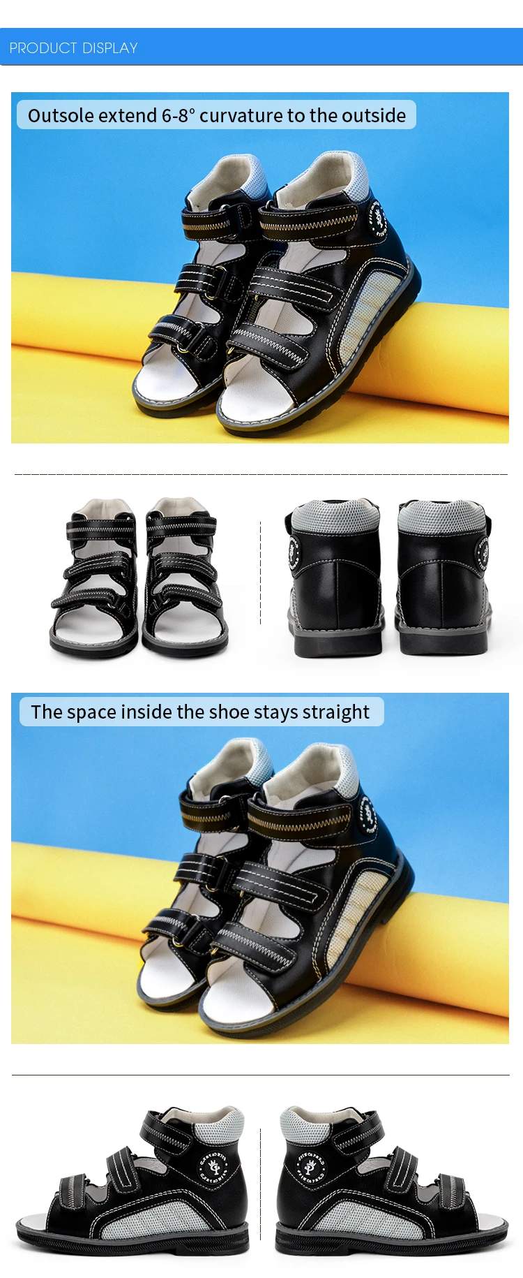 Princepard 2022 Children Orthopedic Shoes for Flat Feet Summer Kids Footwear Closed Toe Boys Girls Sandals with Ankle Support