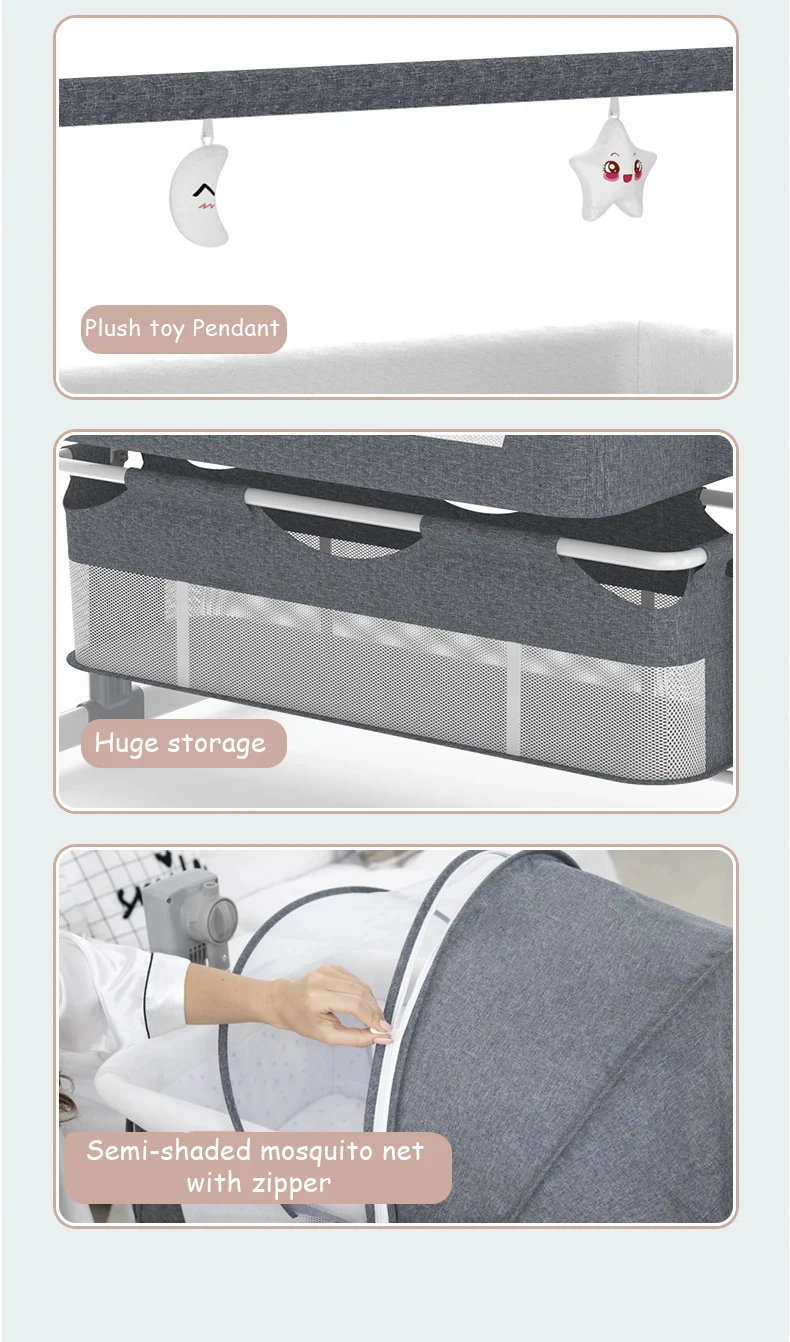 Bluetooth Baby Rocking Bed Baby Crib Remote Control Baby Crib Multi-func Baby Cot for Newborns Timed Shake Portable Baby Cradle
