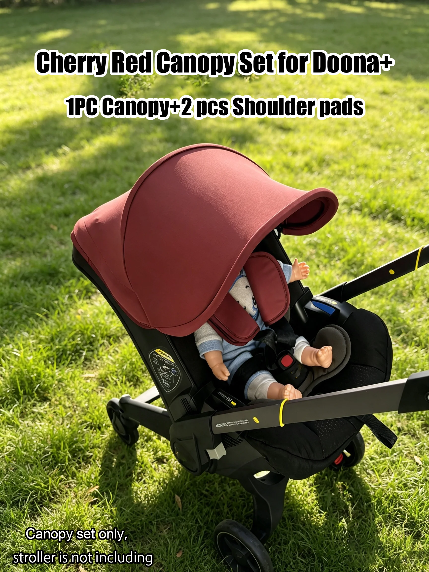Cherry Red Stroller Accessories Canopy, Protection Shield, Textile Sun Shade Compatible with Doona+ Car Seat & Stroller
