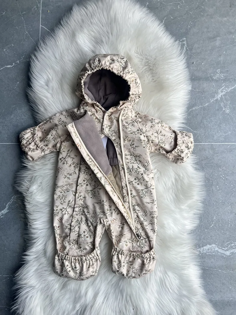 Kids One Piece Cotton Clothes 26 Winter New Printed Cute Thickened and Fleece Warm Outdoor Windproof Boys and Girls Hooded Coats