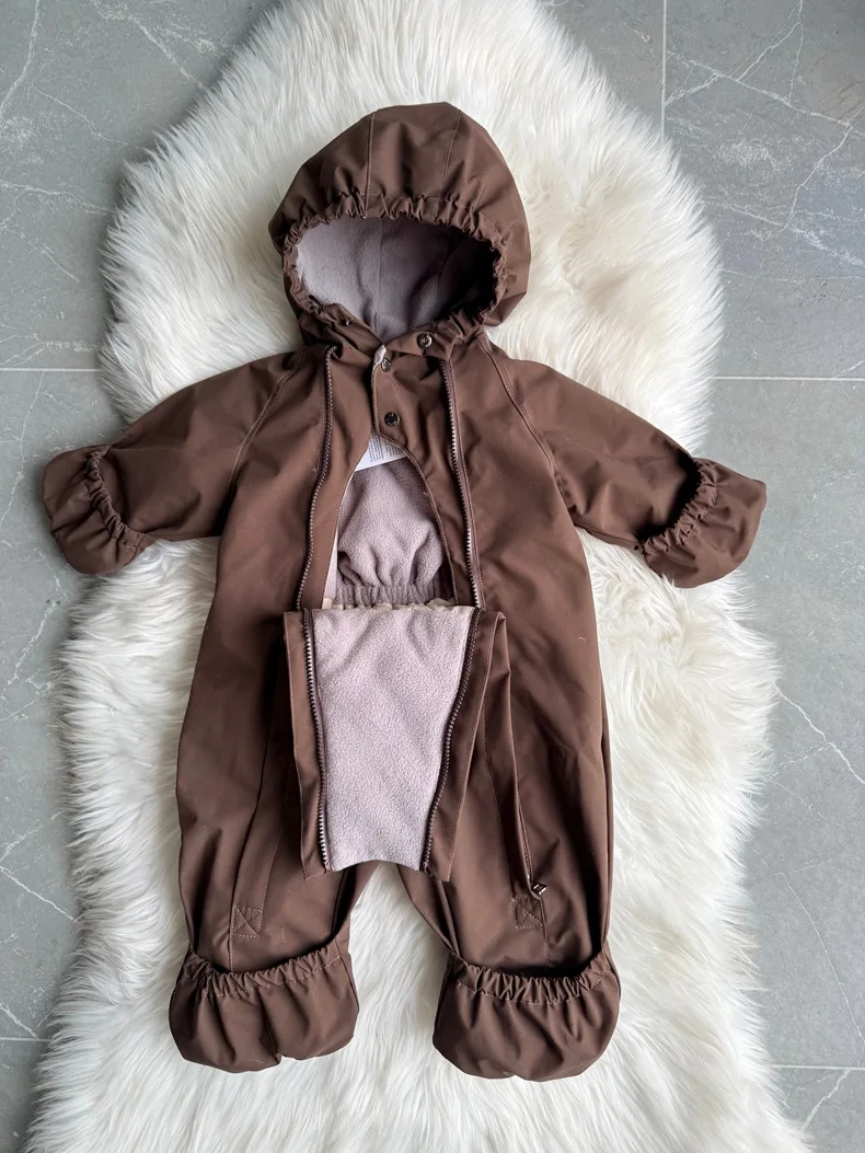 Kids One Piece Cotton Clothes 26 Winter New Printed Cute Thickened and Fleece Warm Outdoor Windproof Boys and Girls Hooded Coats