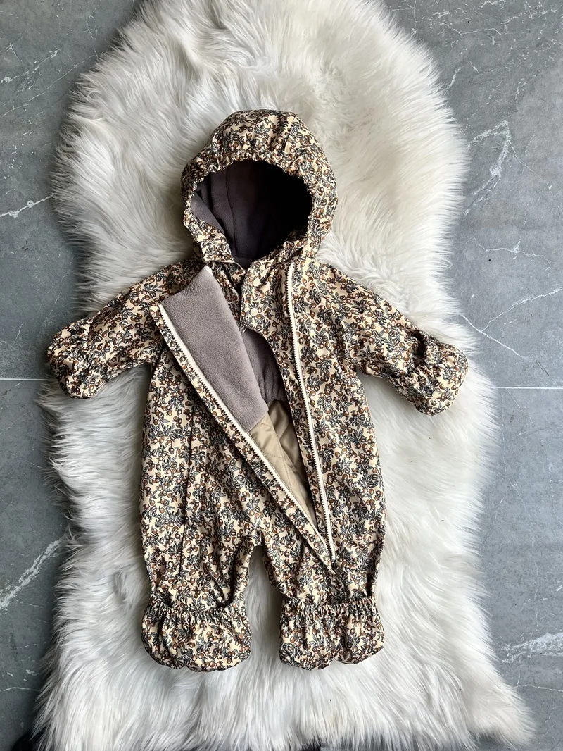 Kids One Piece Cotton Clothes 26 Winter New Printed Cute Thickened and Fleece Warm Outdoor Windproof Boys and Girls Hooded Coats