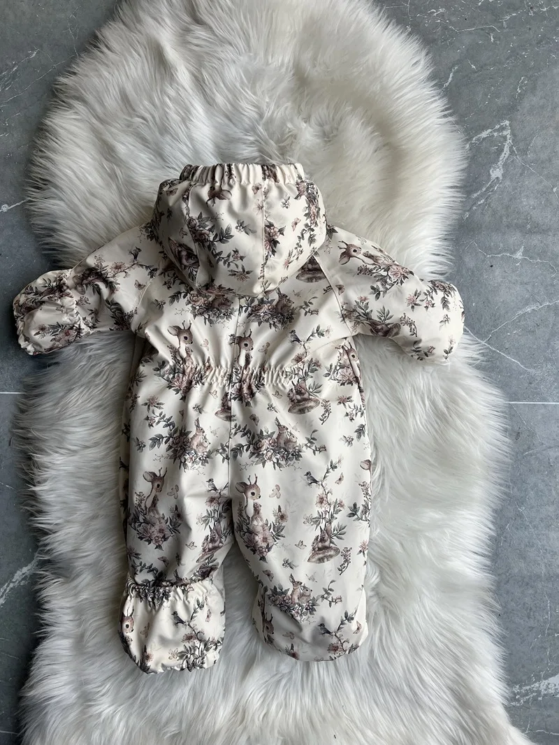 Kids One Piece Cotton Clothes 26 Winter New Printed Cute Thickened and Fleece Warm Outdoor Windproof Boys and Girls Hooded Coats