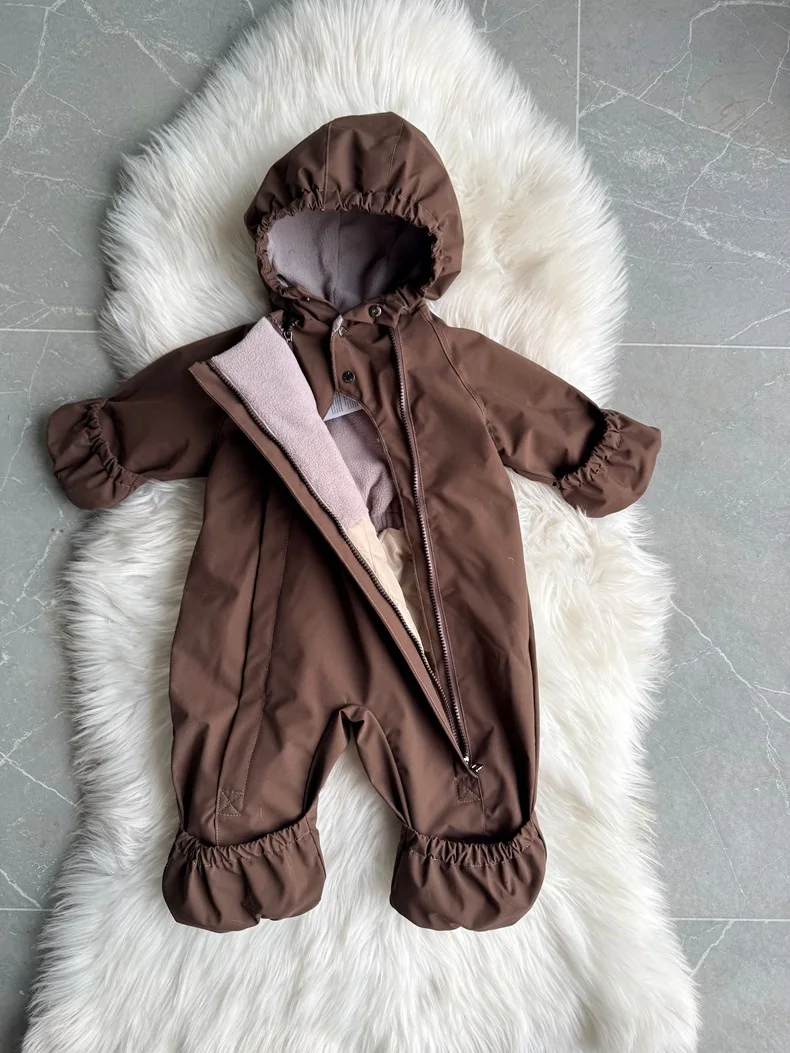 Kids One Piece Cotton Clothes 26 Winter New Printed Cute Thickened and Fleece Warm Outdoor Windproof Boys and Girls Hooded Coats