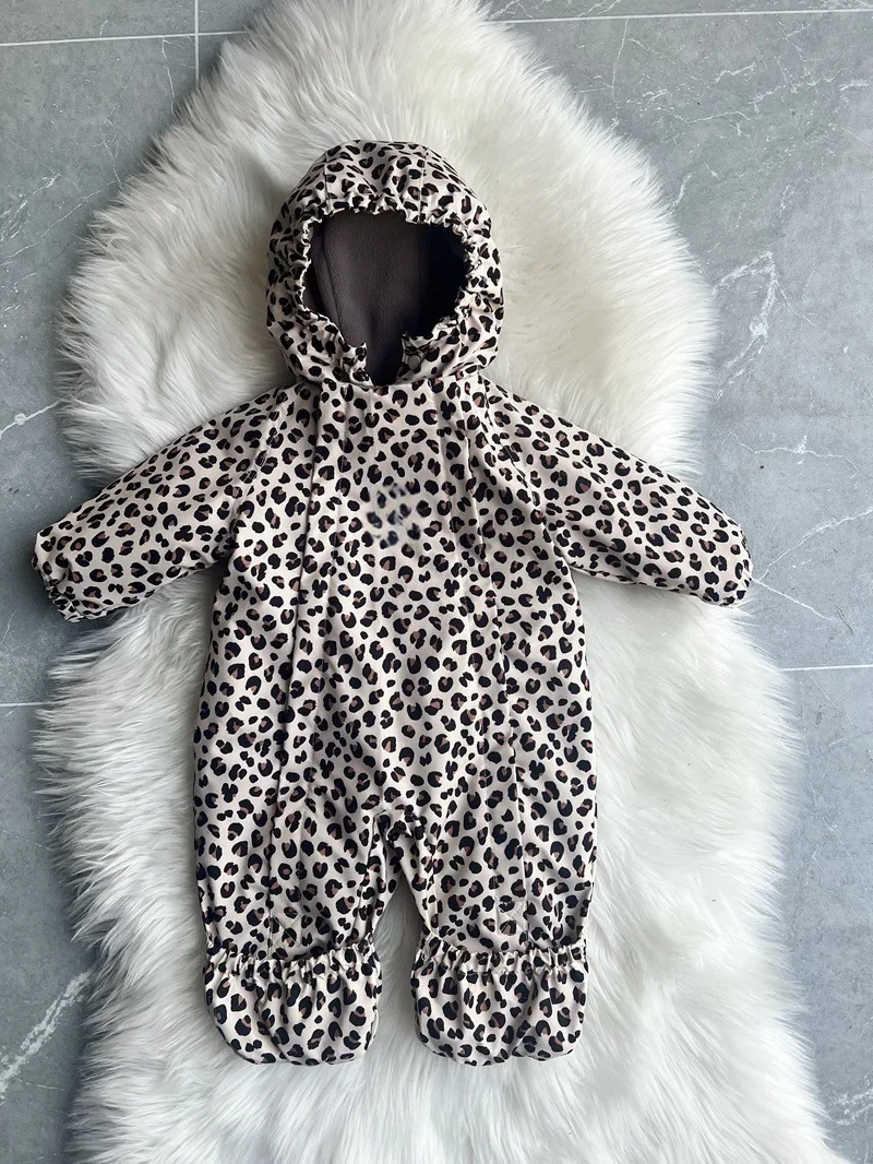 Kids One Piece Cotton Clothes 26 Winter New Printed Cute Thickened and Fleece Warm Outdoor Windproof Boys and Girls Hooded Coats