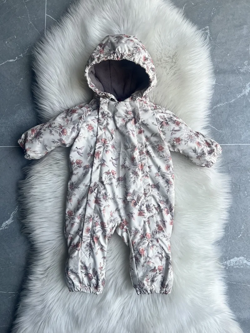 Kids One Piece Cotton Clothes 26 Winter New Printed Cute Thickened and Fleece Warm Outdoor Windproof Boys and Girls Hooded Coats