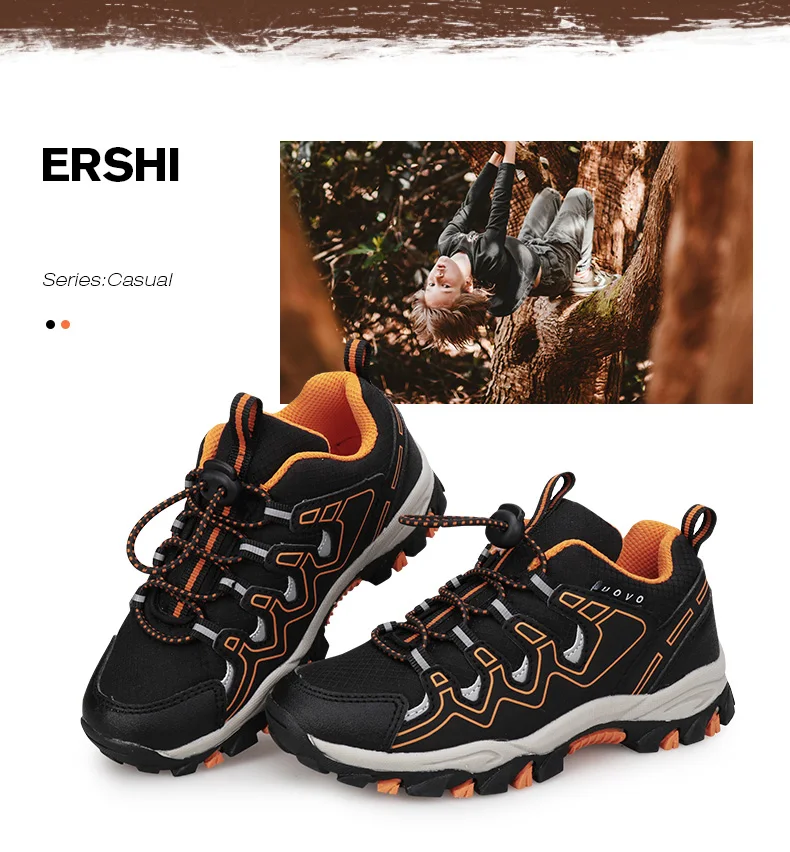 UOVO 2026 New Arrival Boys Sneakers Kids Breathable Children Hiking Shoes Spring And Autumn Outdoor Footwear Eur #27-39