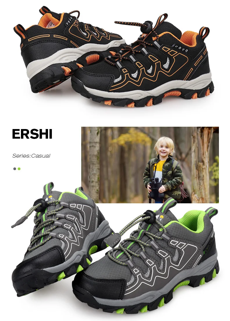 UOVO 2026 New Arrival Boys Sneakers Kids Breathable Children Hiking Shoes Spring And Autumn Outdoor Footwear Eur #27-39