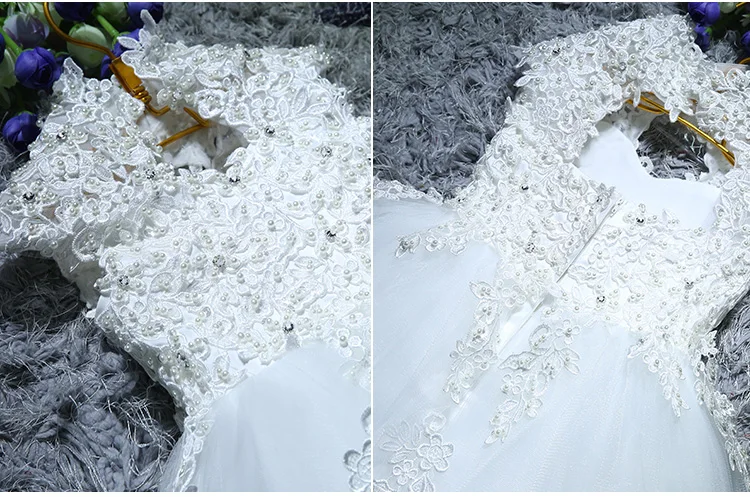 Sequin Lace Girl Summer Dress Flower Girl Wedding Dresses White Tulle Girl Party Princess Birthday Dress First Communion Gown