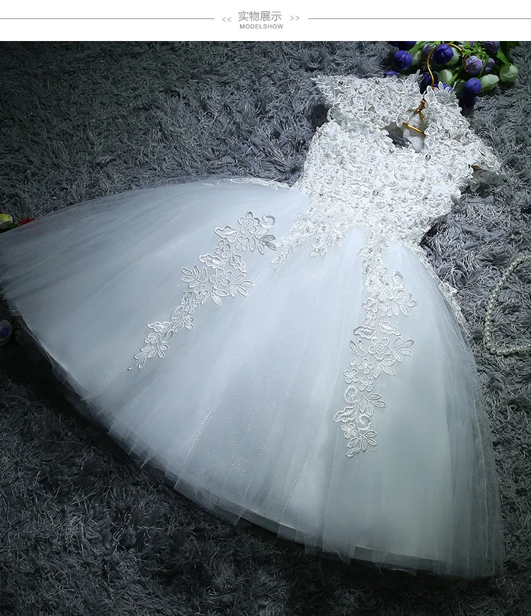 Sequin Lace Girl Summer Dress Flower Girl Wedding Dresses White Tulle Girl Party Princess Birthday Dress First Communion Gown