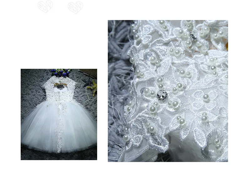 Sequin Lace Girl Summer Dress Flower Girl Wedding Dresses White Tulle Girl Party Princess Birthday Dress First Communion Gown
