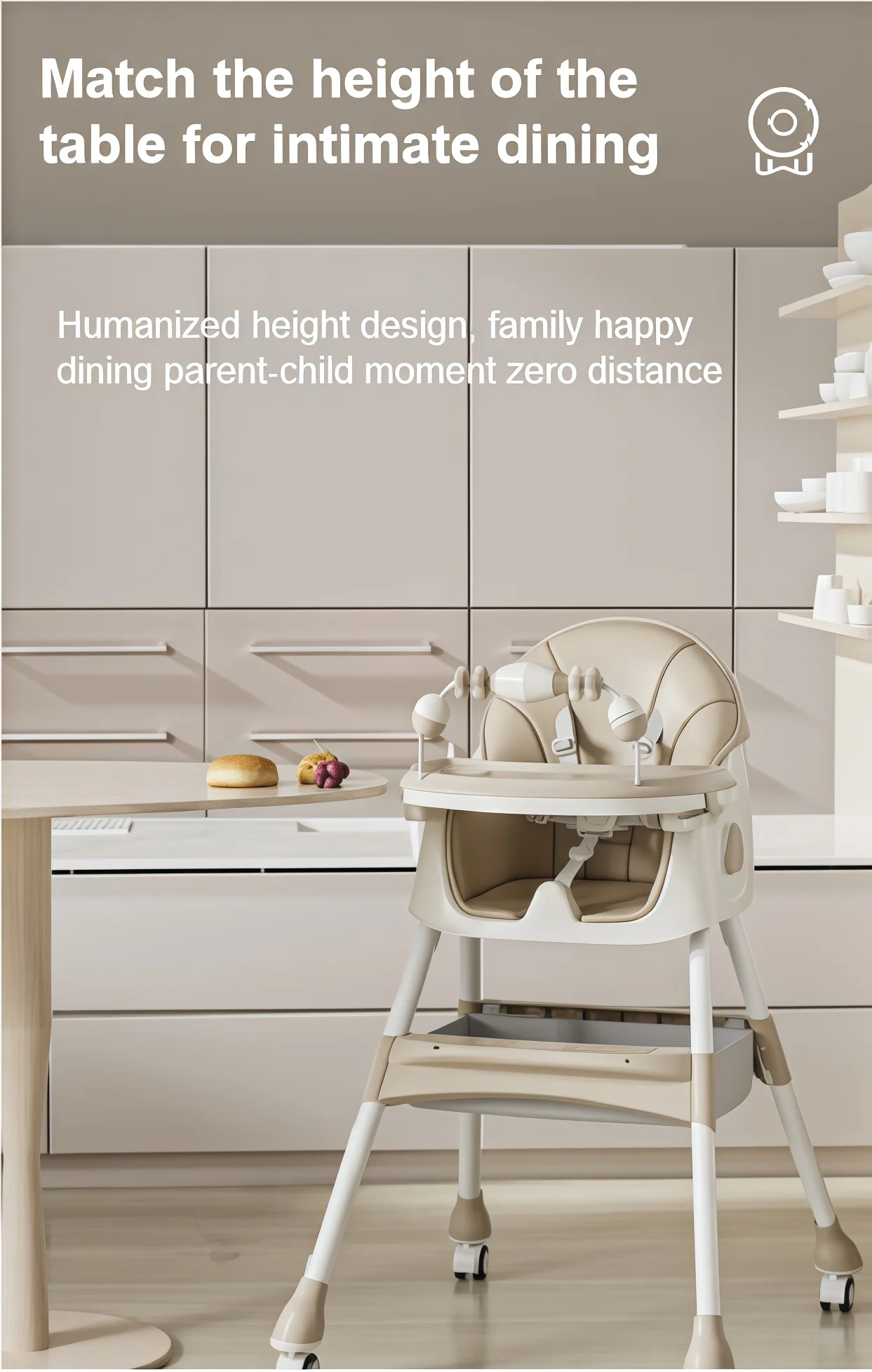 Baby Feeding High Chair 2 in 1 Convertible Rocking Horse Infant Toddler Dining Seat with Adjustable Backrest Double Tray 5 Point Safety Harness Foldable Frame Swivel Wheels Storage Basket for Eating Playing and Rest