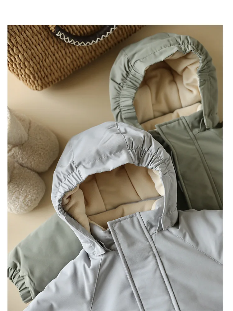 2026 Winter Baby Rompers Print Toddler Baby Clothing Thick Hooded Infant Baby One-Pieces Bodysuits Jumpsuit Outdoor Warm