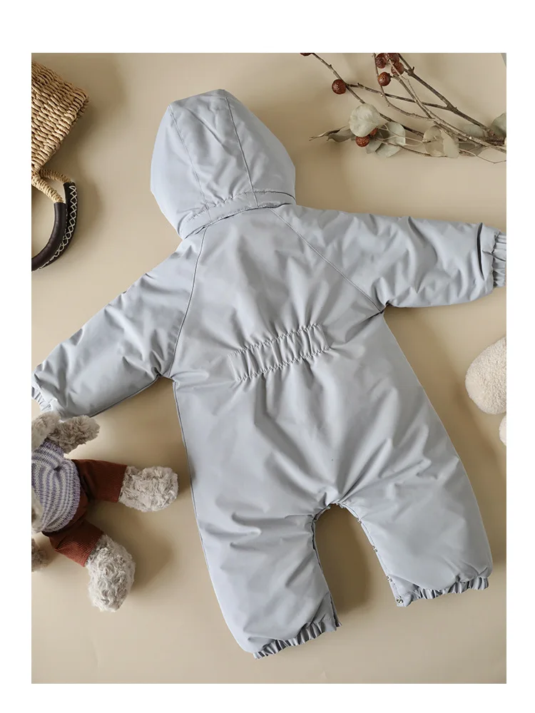 2026 Winter Baby Rompers Print Toddler Baby Clothing Thick Hooded Infant Baby One-Pieces Bodysuits Jumpsuit Outdoor Warm