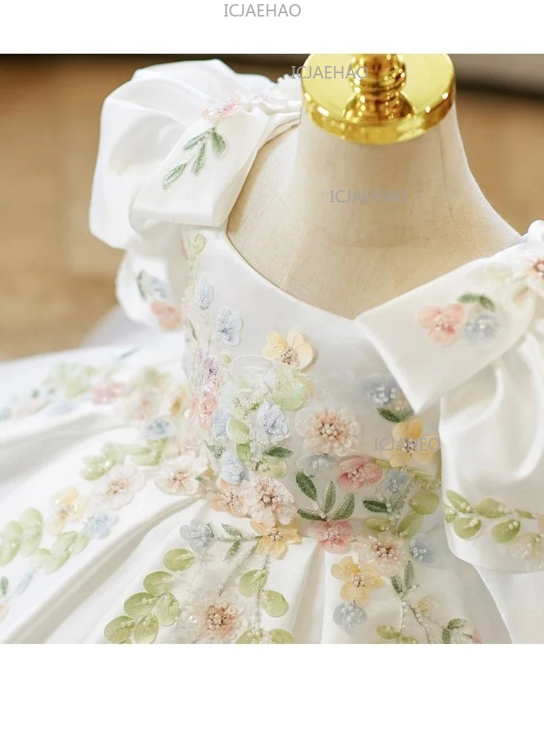 2026 Kids Formal Princess Gown Flower Girl Wedding Tutu Dress Children Girls Piano Performance Fashion Elegant Pageant Costume