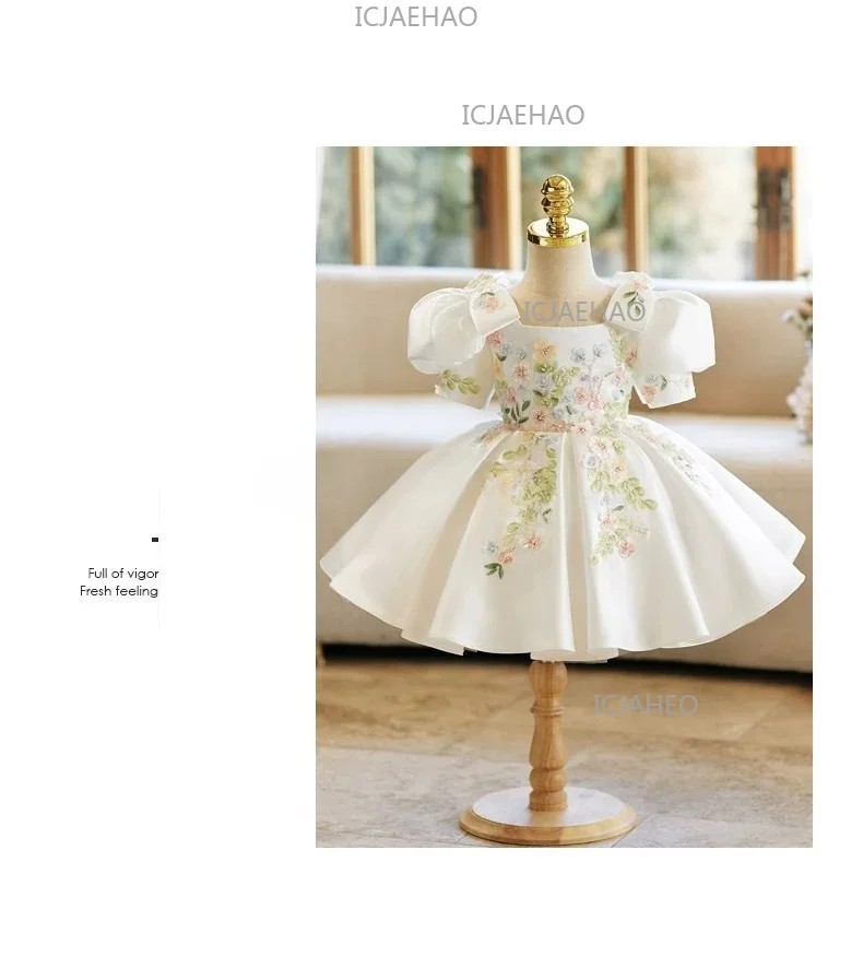 2026 Kids Formal Princess Gown Flower Girl Wedding Tutu Dress Children Girls Piano Performance Fashion Elegant Pageant Costume