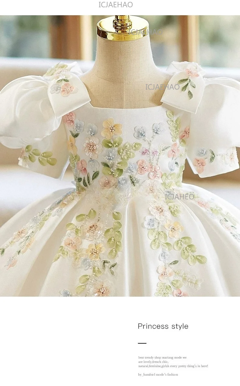 2026 Kids Formal Princess Gown Flower Girl Wedding Tutu Dress Children Girls Piano Performance Fashion Elegant Pageant Costume