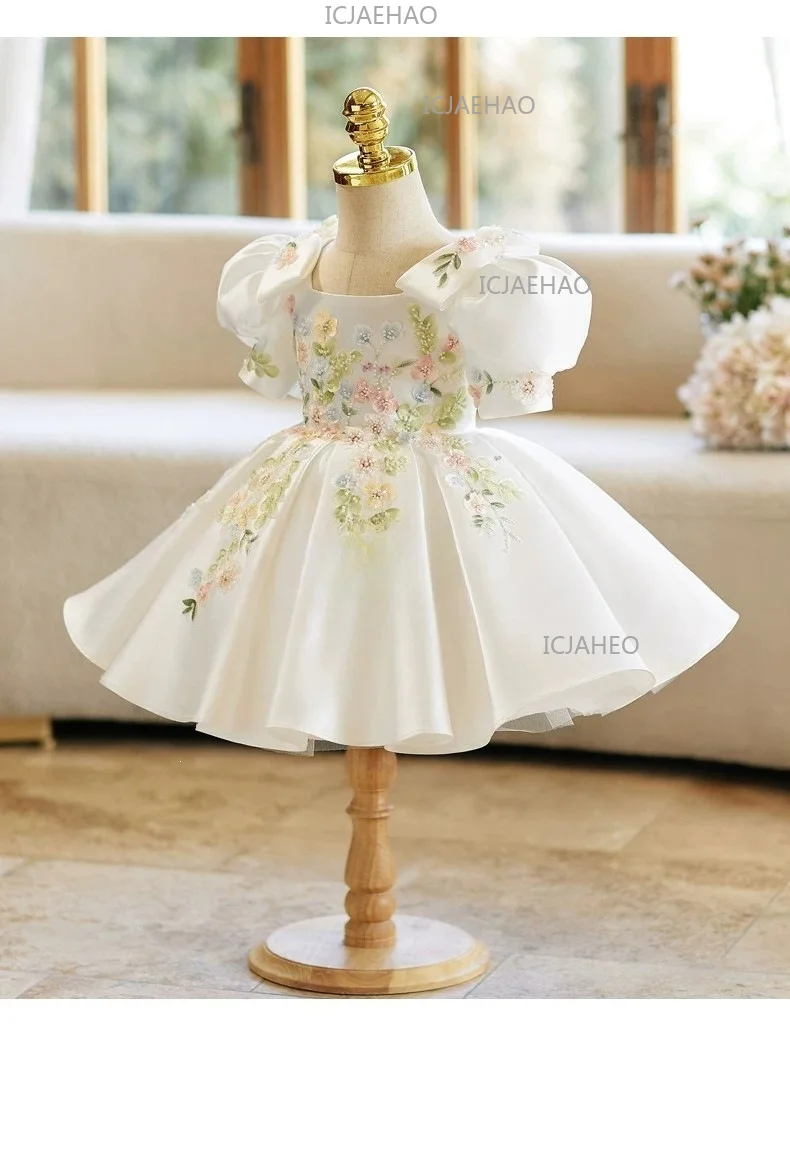 2026 Kids Formal Princess Gown Flower Girl Wedding Tutu Dress Children Girls Piano Performance Fashion Elegant Pageant Costume
