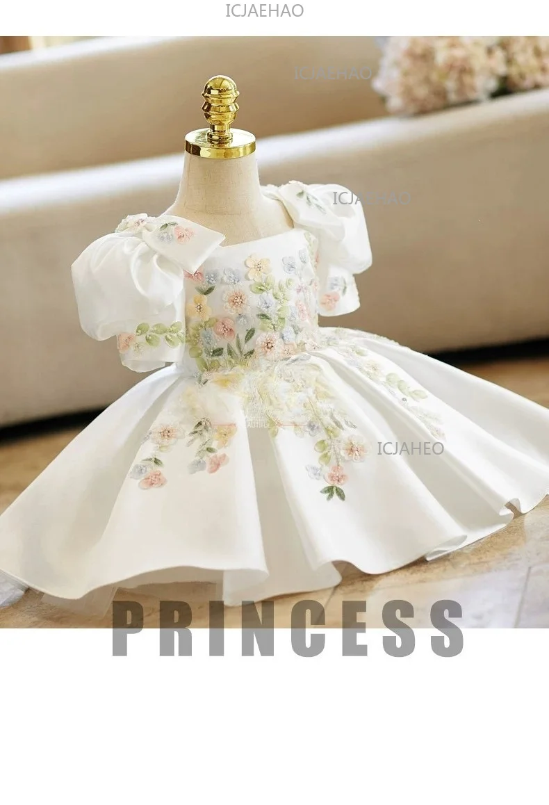 2026 Kids Formal Princess Gown Flower Girl Wedding Tutu Dress Children Girls Piano Performance Fashion Elegant Pageant Costume