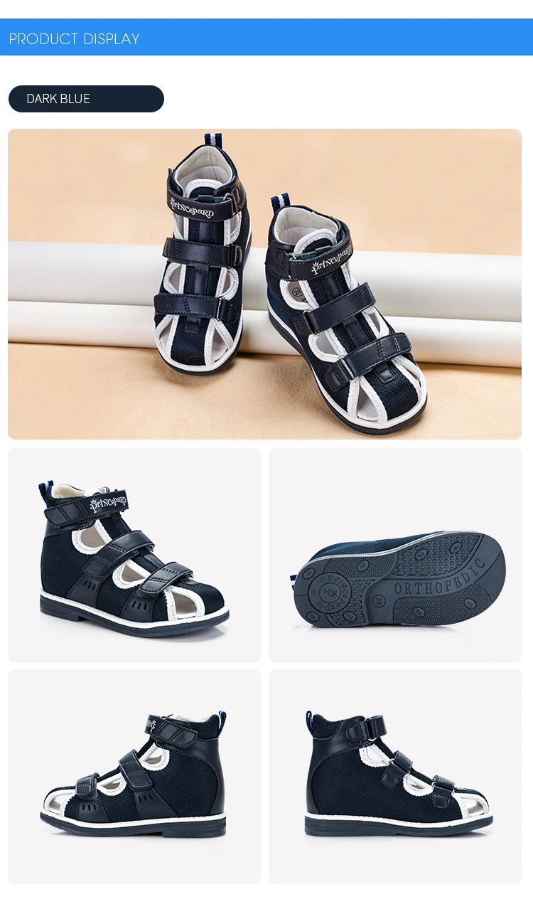 Princepard Spring Summer Kids Orthopedic Sandals New Closed Toe Leather Arch Support Correcting Shoes Toddler Girls Boys