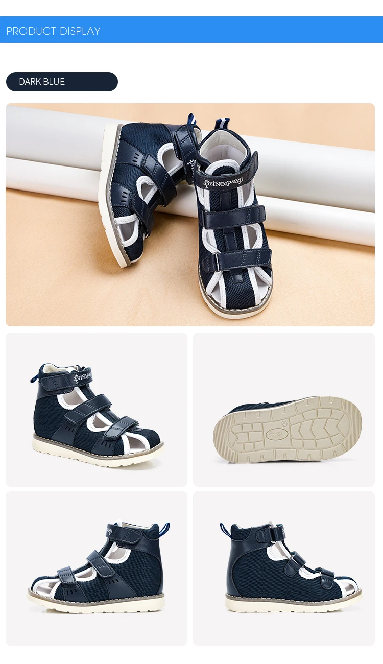 Princepard Spring Summer Kids Orthopedic Sandals New Closed Toe Leather Arch Support Correcting Shoes Toddler Girls Boys