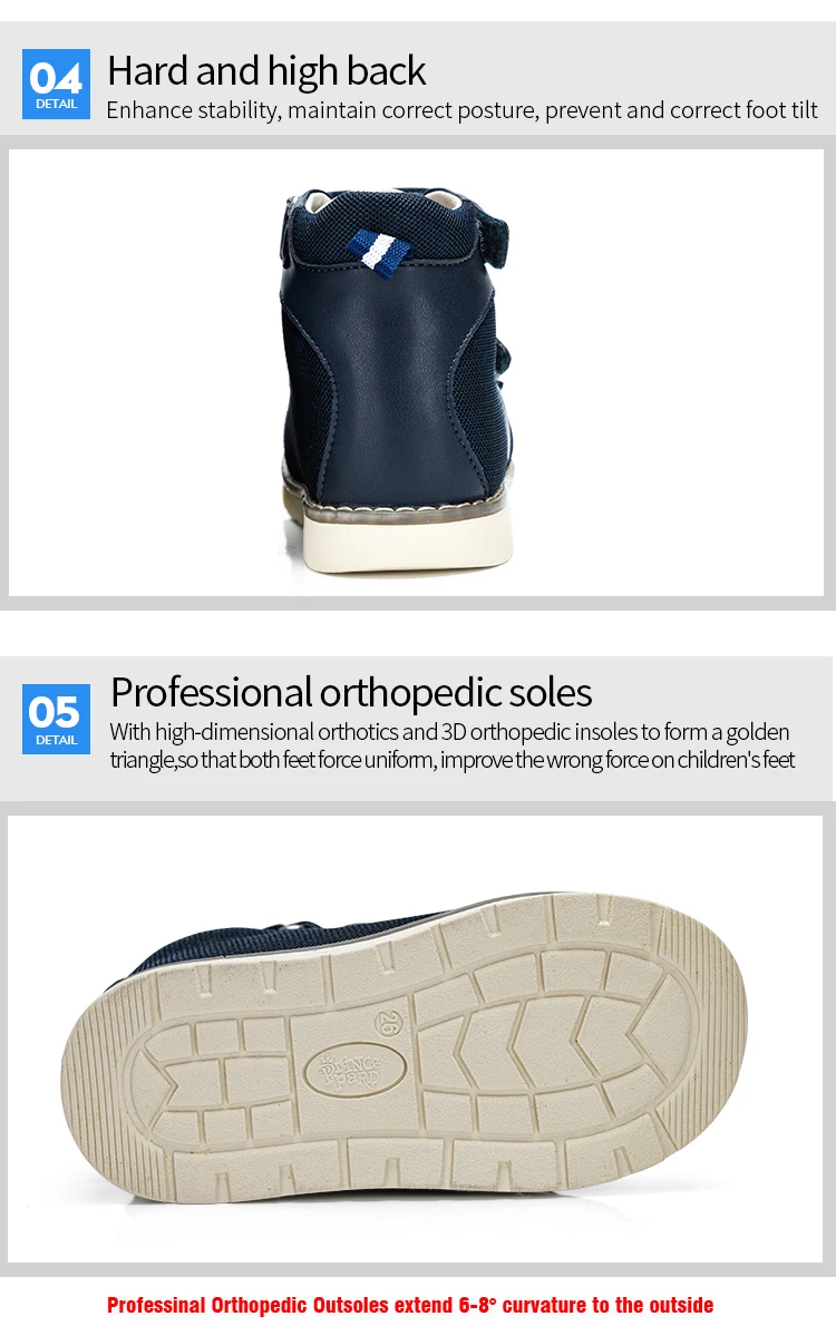 Princepard Spring Summer Kids Orthopedic Sandals New Closed Toe Leather Arch Support Correcting Shoes Toddler Girls Boys