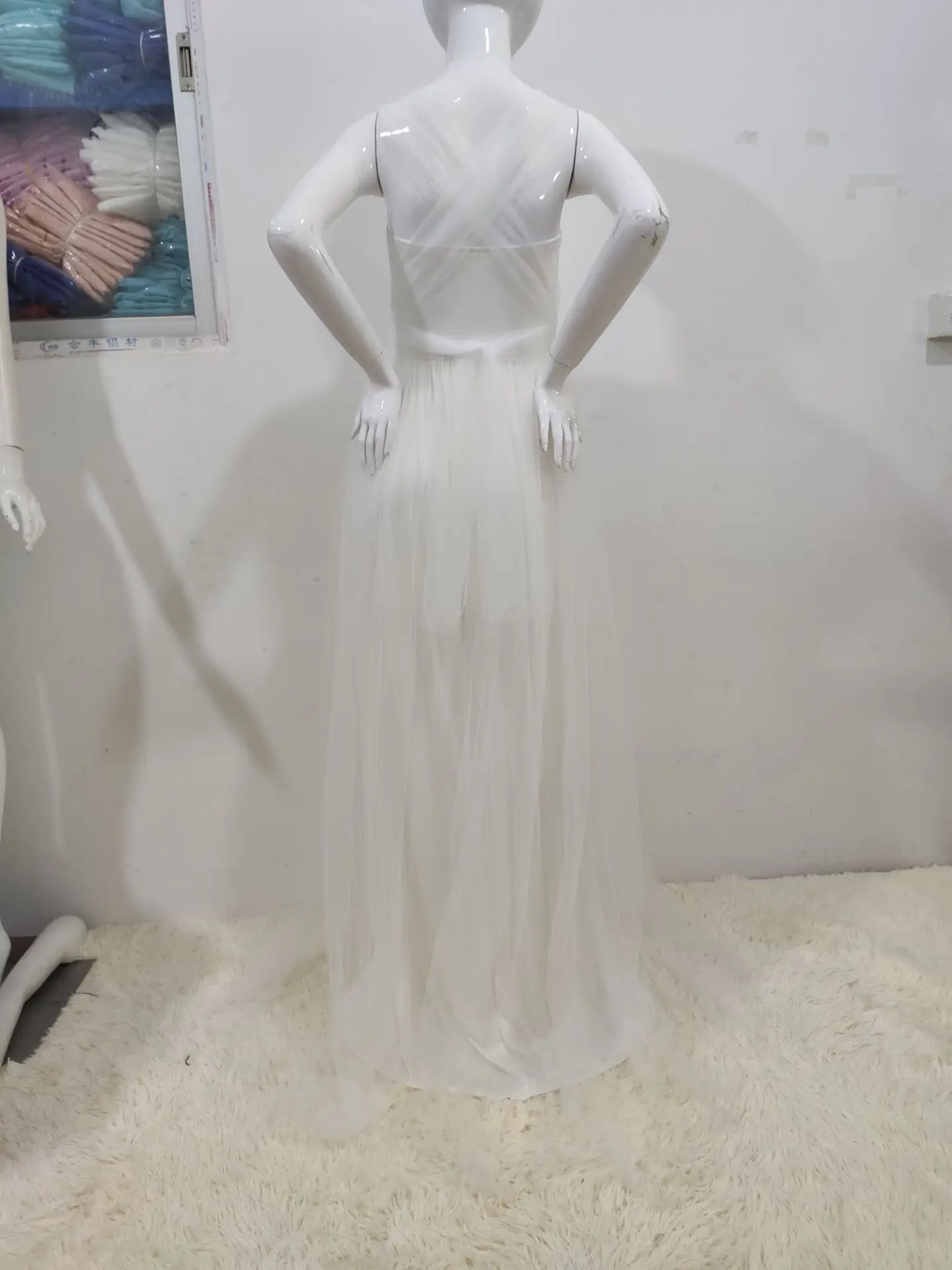 European and American Splicing Mesh Straps Pregnant Women's Floor Mopping Dresses Long Skirts Photography Floor Mopping Dresses