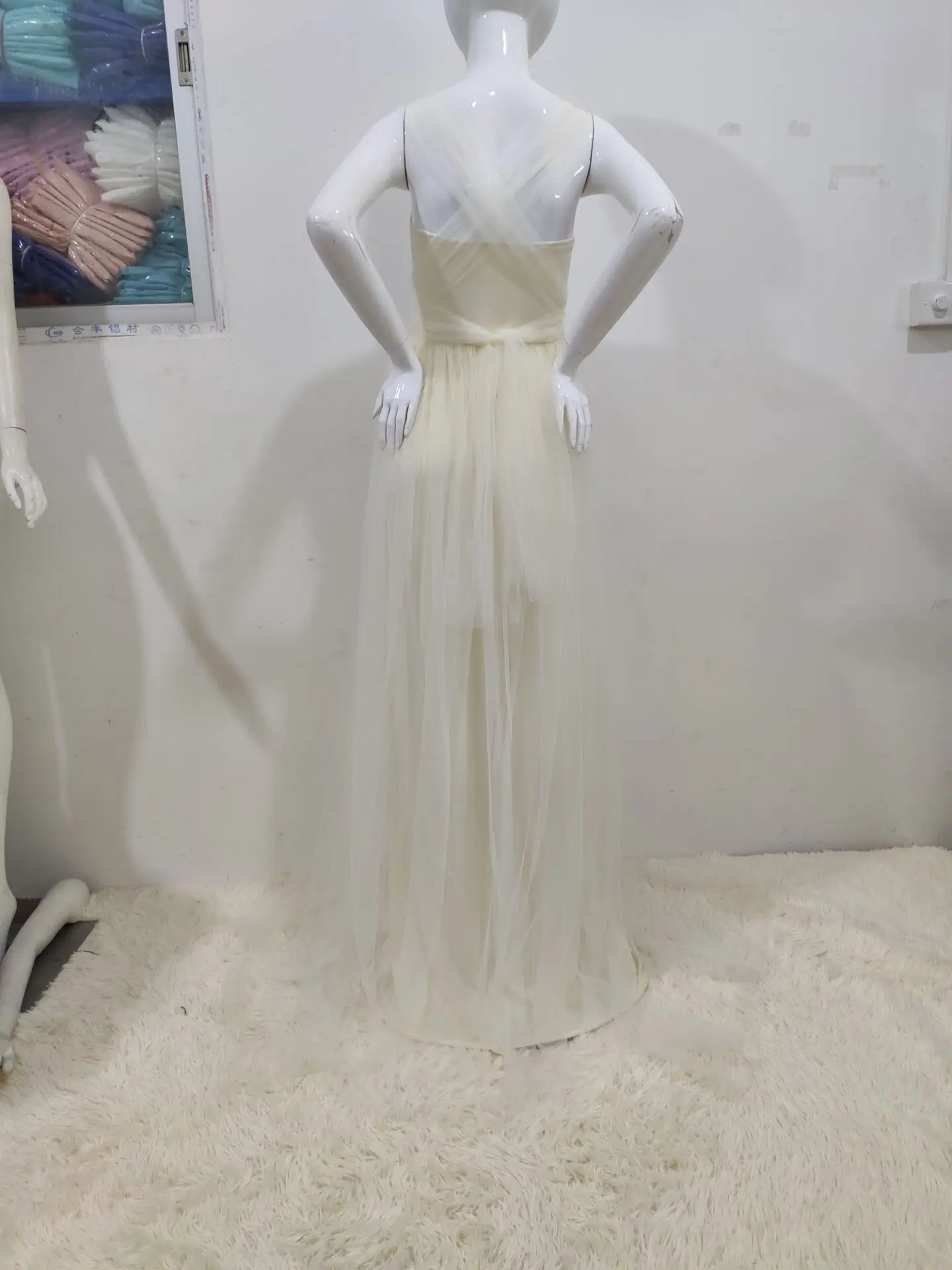 European and American Splicing Mesh Straps Pregnant Women's Floor Mopping Dresses Long Skirts Photography Floor Mopping Dresses