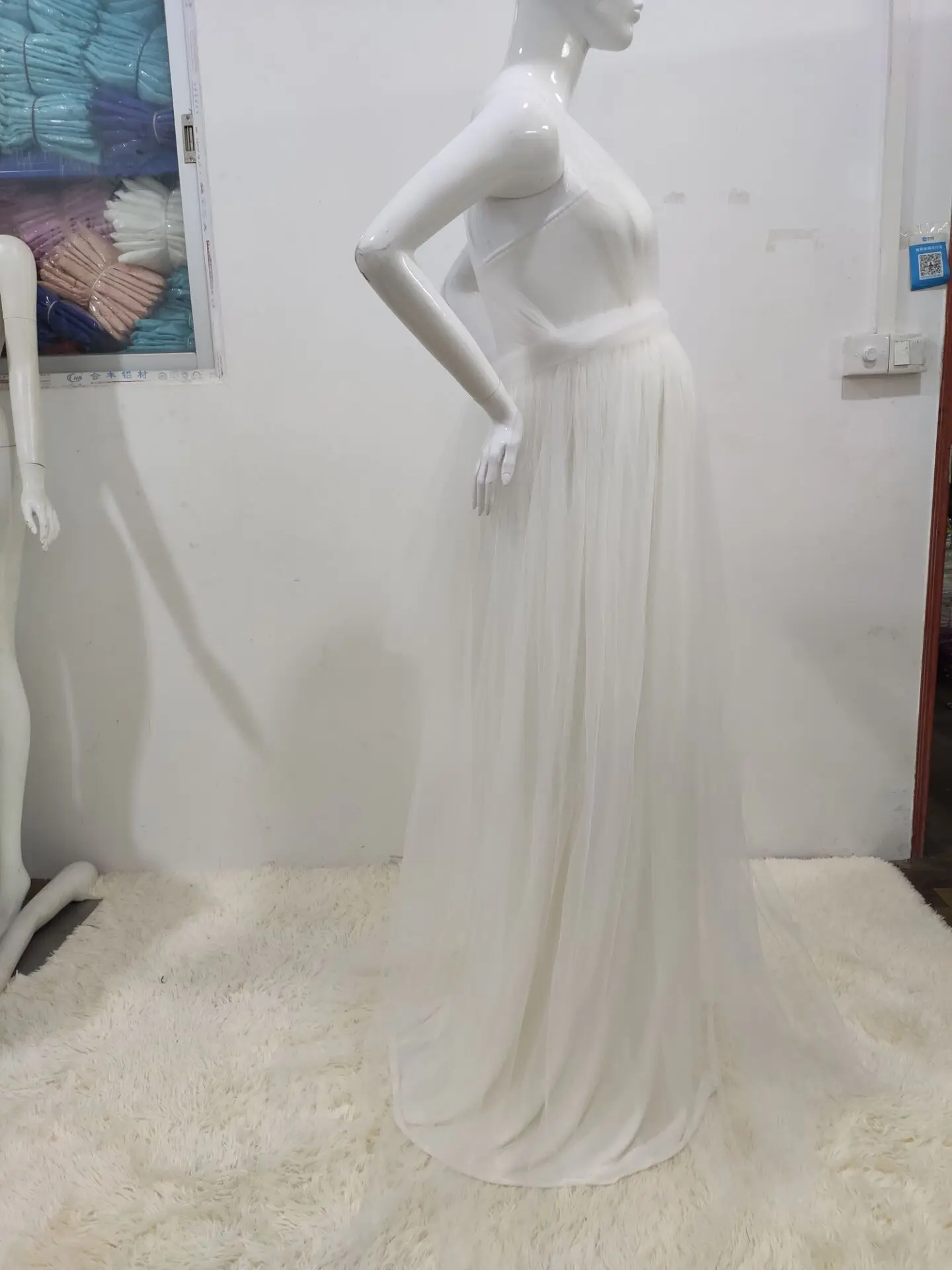 European and American Splicing Mesh Straps Pregnant Women's Floor Mopping Dresses Long Skirts Photography Floor Mopping Dresses