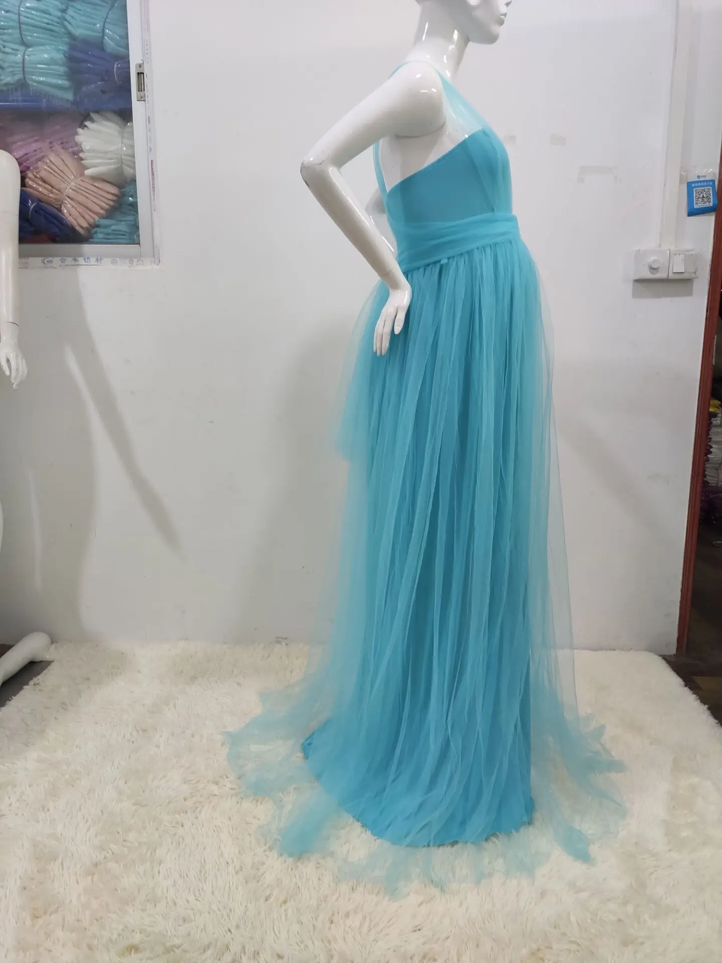 European and American Splicing Mesh Straps Pregnant Women's Floor Mopping Dresses Long Skirts Photography Floor Mopping Dresses