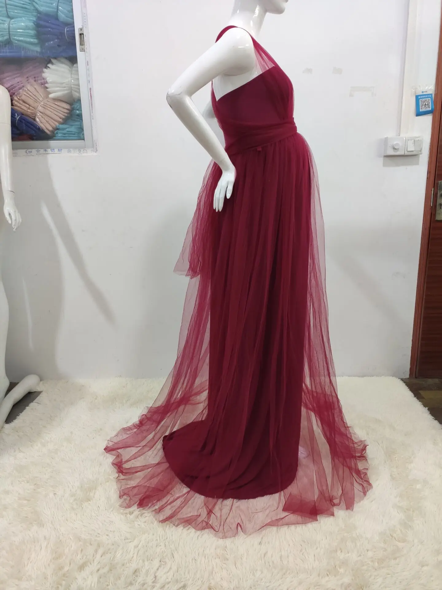 European and American Splicing Mesh Straps Pregnant Women's Floor Mopping Dresses Long Skirts Photography Floor Mopping Dresses