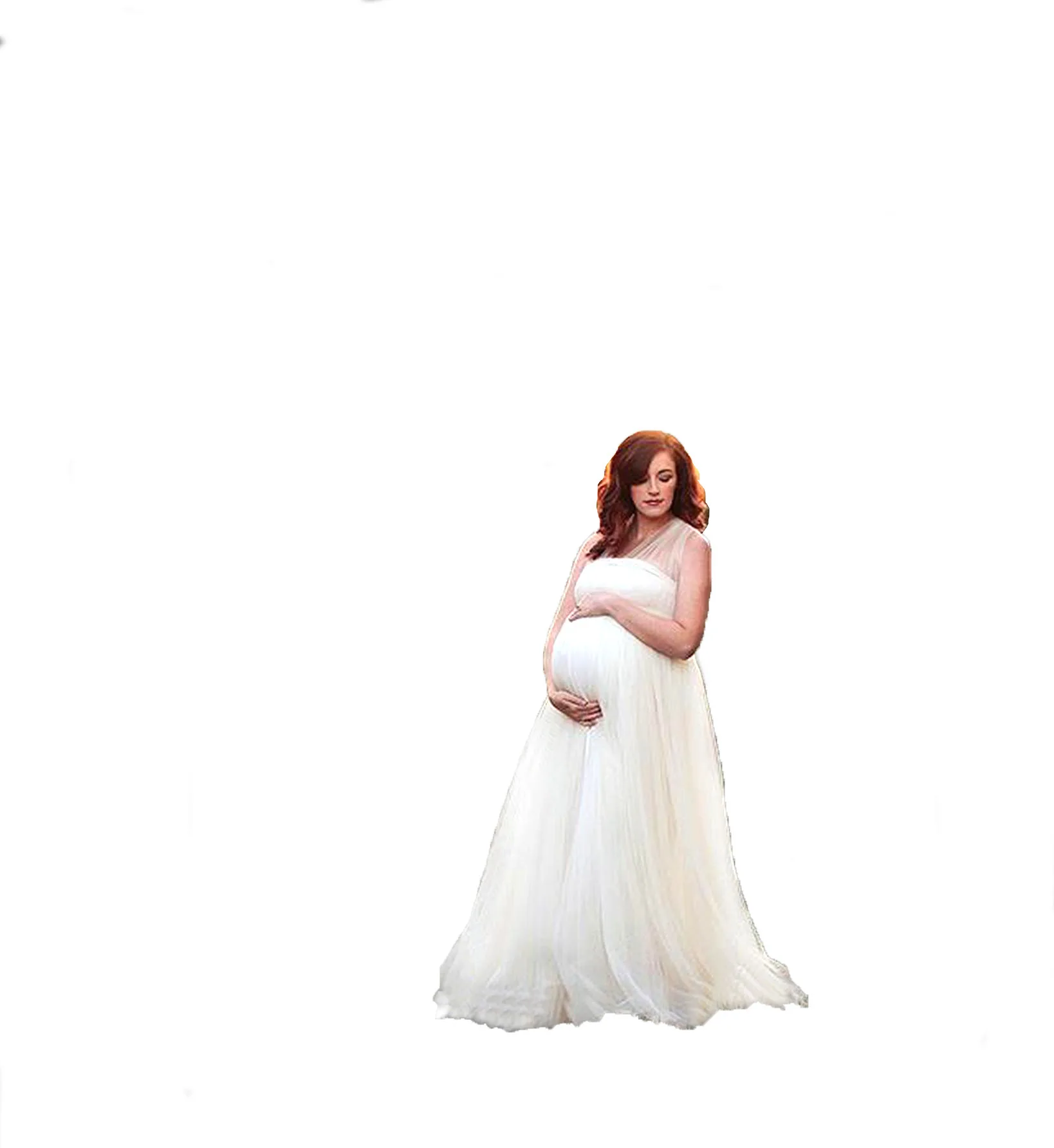 European and American Splicing Mesh Straps Pregnant Women's Floor Mopping Dresses Long Skirts Photography Floor Mopping Dresses