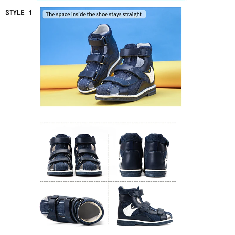 Princepard Summer Kids Orthopedic Sandals Boys Girls Genuine Leather Footwear Toddler Walking Correcting Shoes with Arch Support
