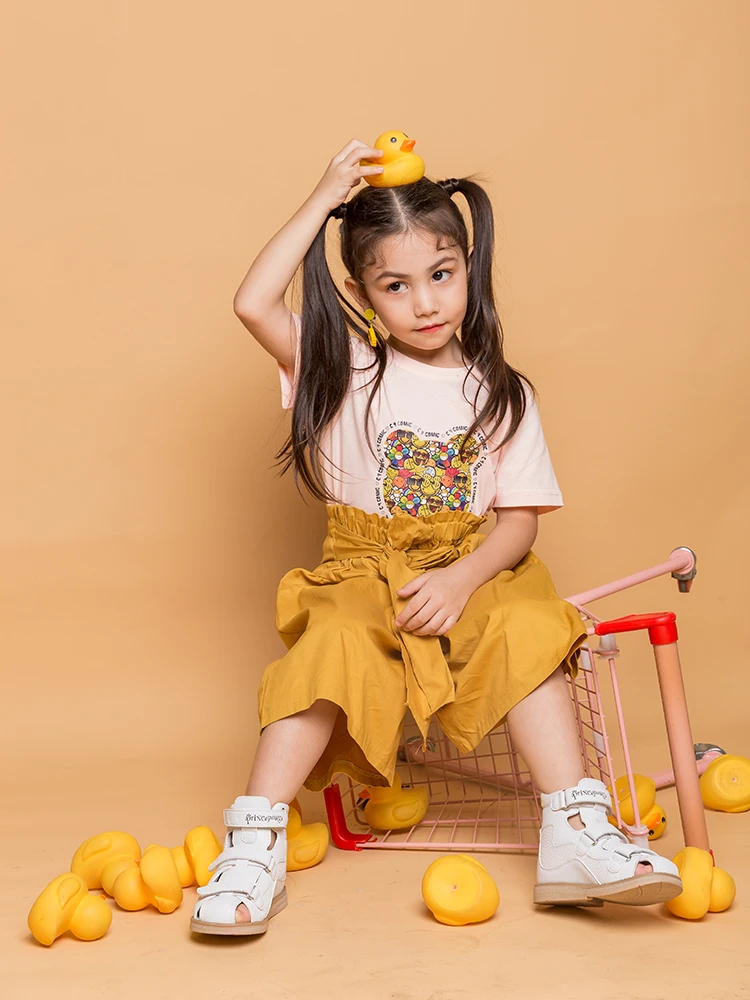 Princepard Summer Kids Orthopedic Sandals Boys Girls Genuine Leather Footwear Toddler Walking Correcting Shoes with Arch Support