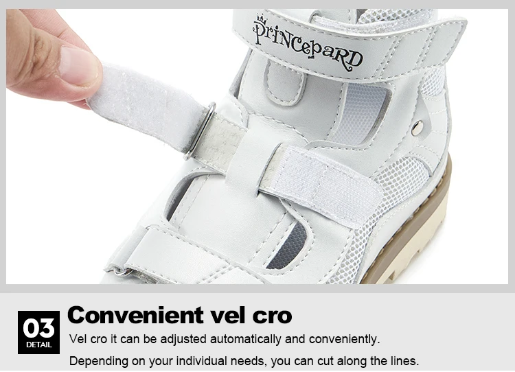 Princepard Summer Kids Orthopedic Sandals Boys Girls Genuine Leather Footwear Toddler Walking Correcting Shoes with Arch Support
