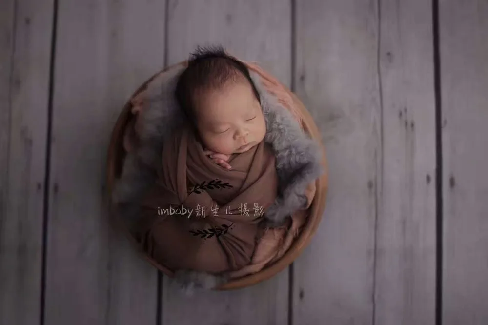 Vintage Wooden Bowl Newborn Photography Props Baby Carved Posing Bowl Photo Props