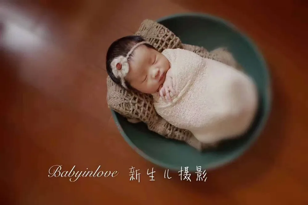 Vintage Wooden Bowl Newborn Photography Props Baby Carved Posing Bowl Photo Props