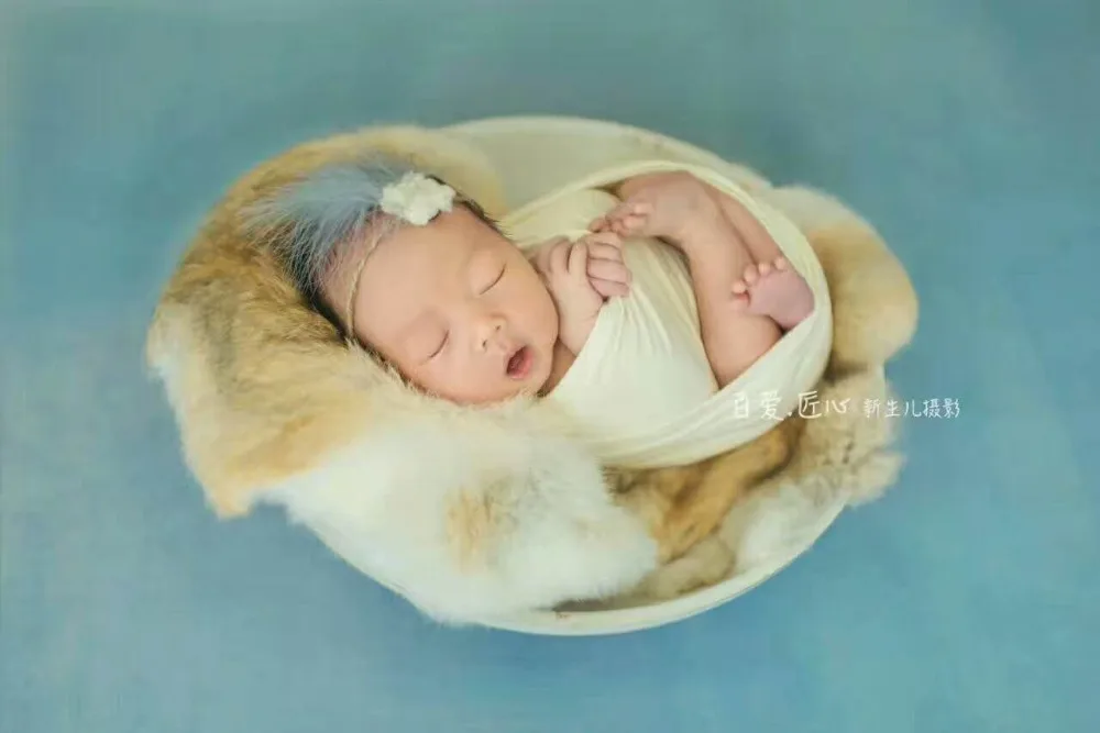 Vintage Wooden Bowl Newborn Photography Props Baby Carved Posing Bowl Photo Props