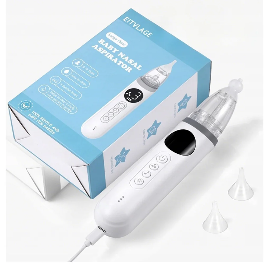 Fast Shipping Baby Nasal Aspirator Electric Nose Cleaner Nose Suction Device Booger Mucus Sucker for Infant Low Noise with 3 Nozzles and Music