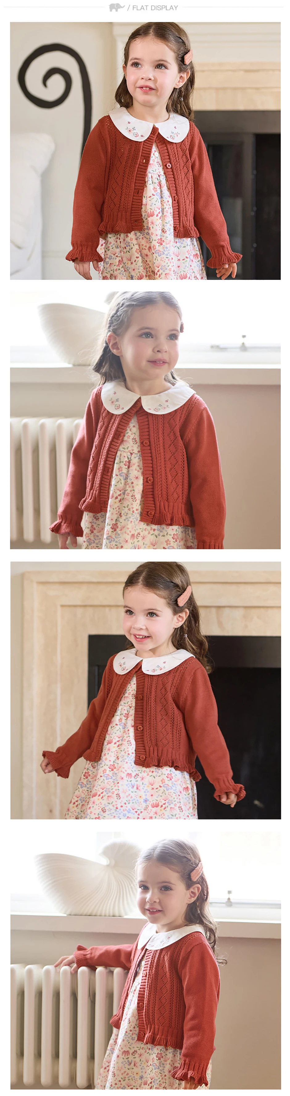 Dave Bella Autumn Girls Cardigan Sweater Children Sweater Clothing Spring Coats Fashion Red Pure Cotton Party Elegant DB3263311