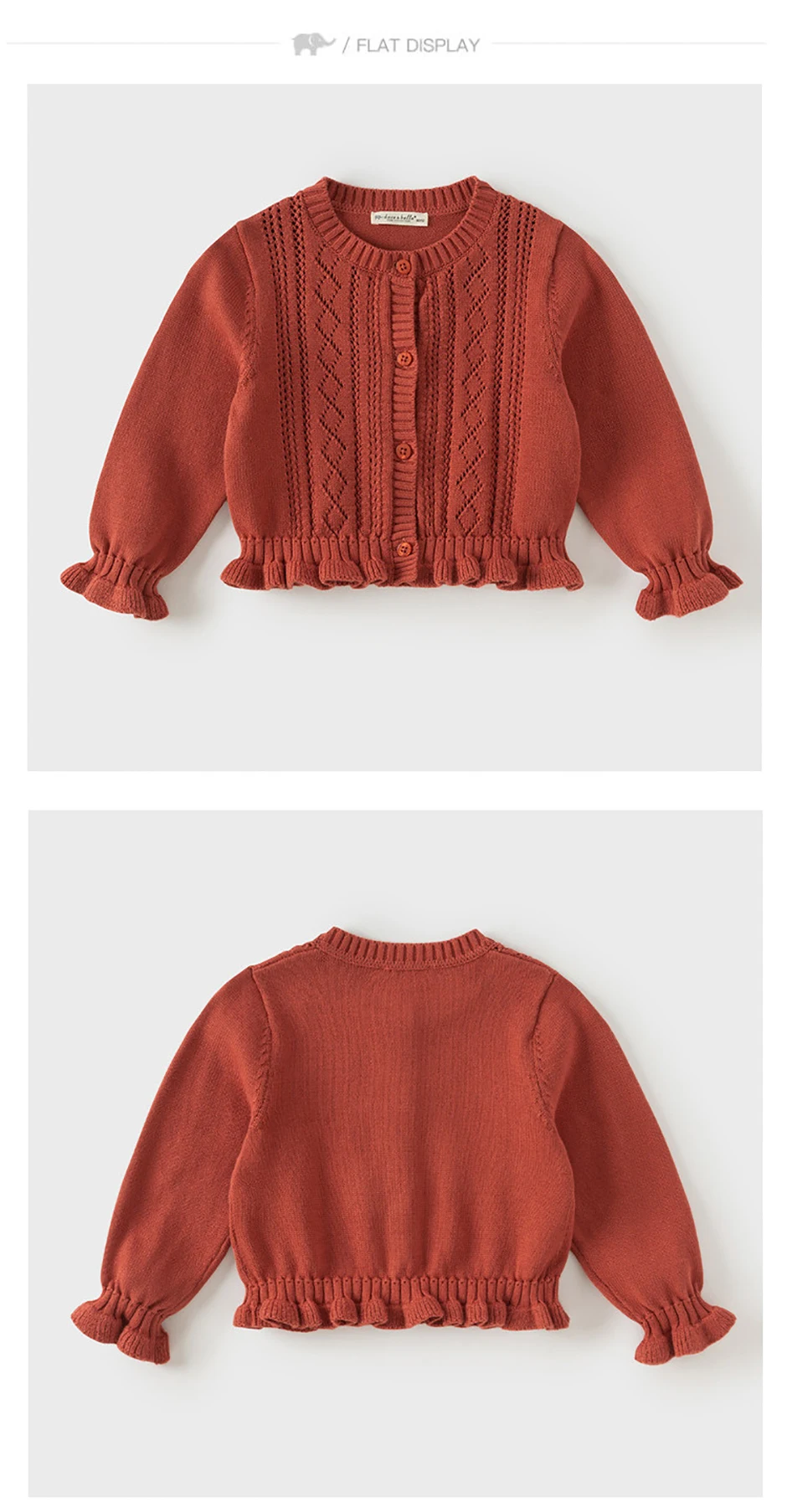 Dave Bella Autumn Girls Cardigan Sweater Children Sweater Clothing Spring Coats Fashion Red Pure Cotton Party Elegant DB3263311